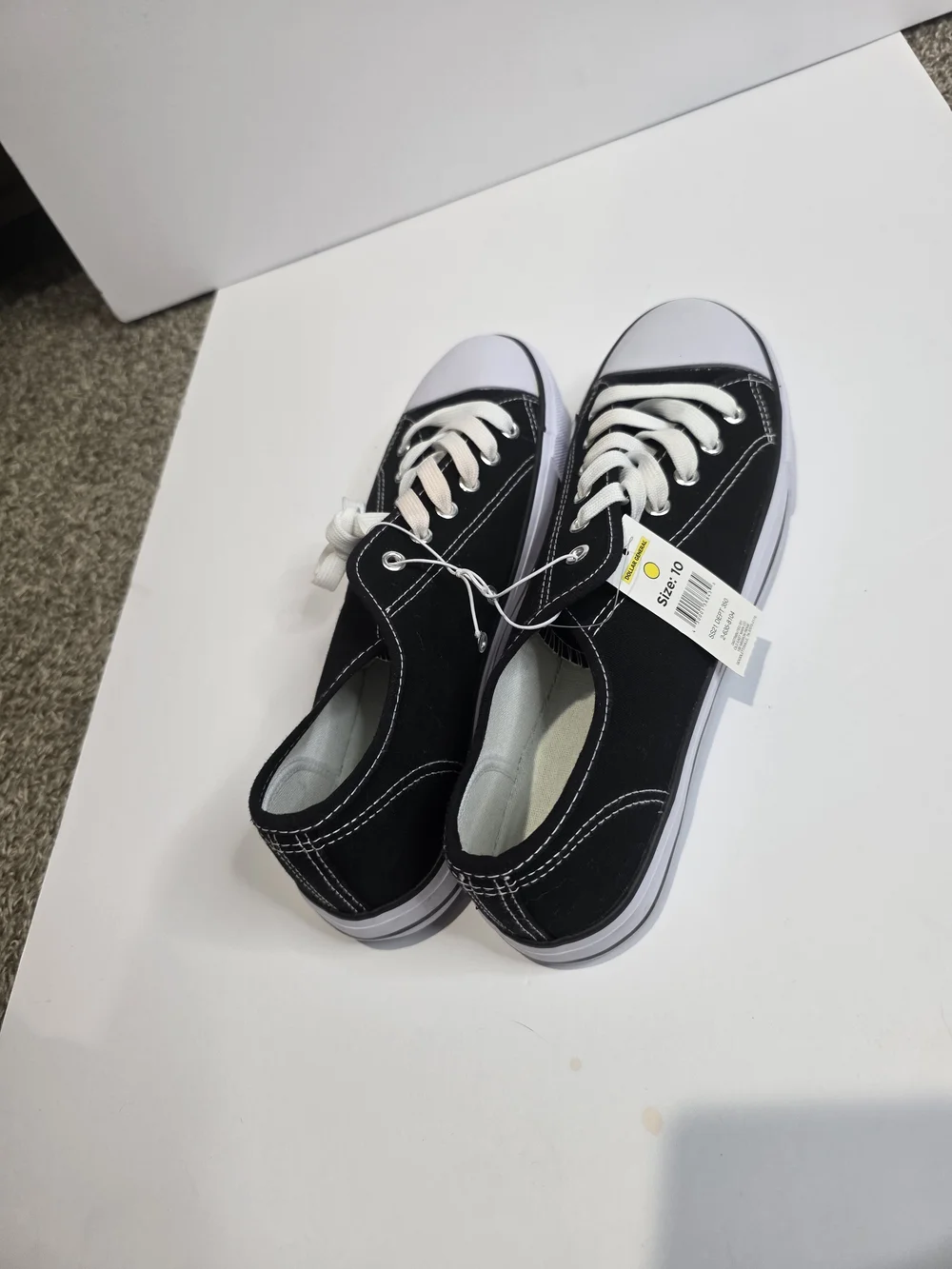 Revolution Black Canvas Low-Top Slip-On Sneakers with White Accents